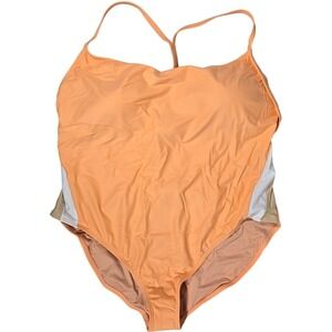 J. Crew Swimsuit One Piece Orange Colorblock Size 22 BF083